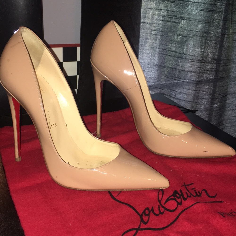 Christian Louboutin tan heels